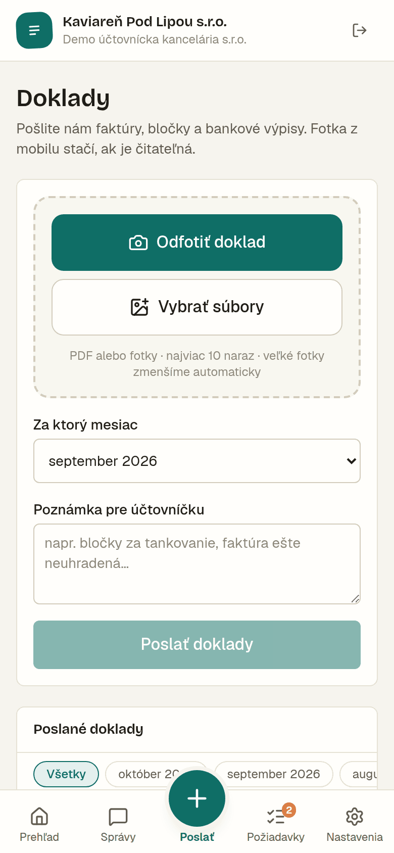 Nahrávanie dokladov v portáli